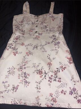No Boundaries Cream Sundress with Pink and Purple Floral Print